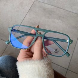 Sunglasses Frames SO EI Fashion Square Double Bridges TR90 Women Glasses Frame Clear AntiBluRay Eyewear Retro Men Optical Frame Computer Goggles 230915