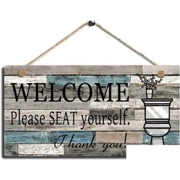 Wall Decor Bathroom Printed Wood Plaque Sign Hanging Welcome Please Seat Yourself Art Signs Mix Sytles Drop Delivery Baby Kids Mater Dhfqy