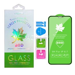 20D maple leaf glass Screen Protector for IPhone15 14 13 12 mini pro max 11 XR XS Samsung A34 Phone Tempered film with retail package box