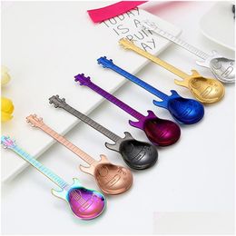 Spoons Stainless Steel Guitar Bass Spoon Musical Instruments Coffee Mixing Home Kitchen Dining Flatware Stirring Drop Ship Delivery Ga Dhil6