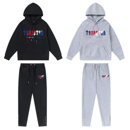 Trapstar full tracksuit hoodie rainbow towel embroidery decoding hooded sportswear men and women sportswear suit zipper trousers S2654