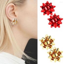 Stud Earrings Metal Christmas Flowers Fashion Metallic Colour Ear Clip Elegant Drop Wedding