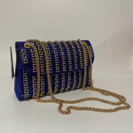 Evening Bags Luxury Diamond Shiny Dinner Bag Summer Shoulder Chain Handbag High Quality Embedding Small Square F 230926