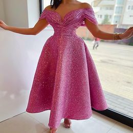 2023 Aso Ebi Arabic Fuchsia A-line Prom Dress Sequined Lace Evening Formal Party Second Reception Birthday Engagement Bridesmaid Gowns Dresses Robe De Soiree Z36