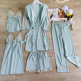 Women's Sleepwear Bride Wedding Lingerie Robe Gown Summer Women Rayon Pyjamas Suit Lace Appliques Kimono Bathrobe Thin Home Pyjamas Wear