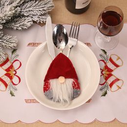 Spoon Fork Cutlery Set Kitchen Tableware Holder Bag Christmas Decorations Festive Party Home Table Xmas Ornament