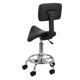 Adjustable Hydraulic Swivel Saddle Stool Spa Salon Rolling Chair With Backrest231t