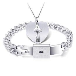 Bracelet Necklace Concentric Lock Couple Bracelet Double Buckle Student Men And Women Key Necklace Romantic Confession Tit Dhgarde351S