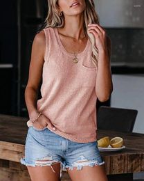 Women's Tanks Summer Women Sleeveless Vest Button Back Knitted Camis U Neck Tank Tops Casual Solid Colour Basic Camisole Top
