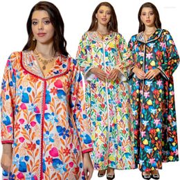 Ethnic Clothing Dubai Turkish Arabia Robe Floral Print Abaya Eid Muslim Women Dress Fashion African Party Gowns Islamic Femme Jilbab