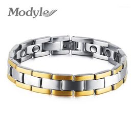 Cuff Whole Modyle Drop- Mens Bio Energy Magnetic Theraphy Bracelet Stainless Steel Chain Link Adjustable Length1317t