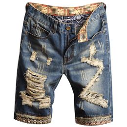 New Fashion Summer Denim Shorts Male Jeans Men Jean Shorts Bermuda Skate board Harem Mens Jogger Ankle Ripped Wave296J