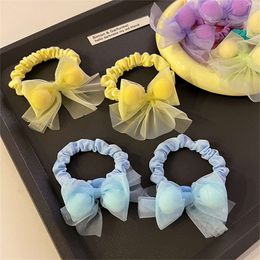 Elastic Hairbands Hair Ties Girl Children Summer Solid Candy Colour Mesh Bows Colourful Hair Scrunchies Hair Rope Accessories