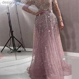 Basic Casual Dresses FashionCasual Dresses Women Elegant Formal Evening Party Mesh Long Sleeve High Waist Sequins Shiny Wedding Dress 2021 Top Quality Vestidos1 L2