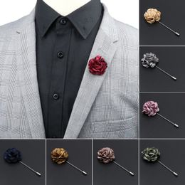 Pins Brooches Men's Handmade Brooches Floral Brooch Pin Suit Shirt Corsage Collar Lapel Pin Wedding Boutonniere Jewellery Clothes Accessory 230915