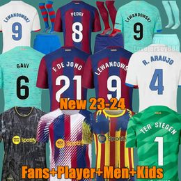 23 24 LEWANDOWSKI Camisetas De S Soccer Jerseys GAVI PEDRI 2023 2024 ANSU FATI FERRAN RAPHINHA DEST Football Shirt Men Kit Kids