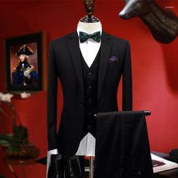 Men's Suits Men Suit Spring Black Gentleman Slim Fit Blazer Vest Pant Single Breasted Arrivals Business Party Wedding 3XL
