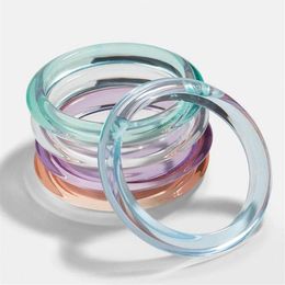 Girls Cool Summer Acetic Acrylic Bangles Bracelets Transparent Clear Fashion Resin Bangle Bracelet For Women269c