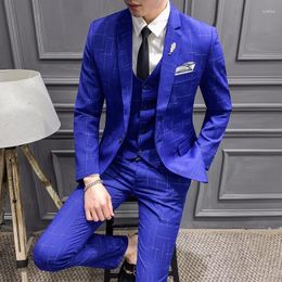 Men's Suits 2023 (suit Vest Trousers) Fashion All-in-one Korean Version Slim-fit Business Formal Groom Wedding Dress Three-piece Set