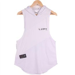 Brand Gyms Clothing Mens Bodybuilding Hooded Tank Top Workout Sleeveless Vest Sweatshirt Fitness Workouts Sportswear Tops Male225l