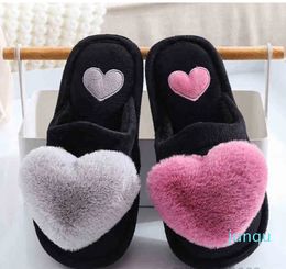 Slippers Love Heart Cotton Slipper Winter Fur Slides Ladies Home Furry Warm Indoor Shoes Claquette Fourrure