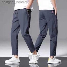Men's Jeans Men's Trendy Trousers Sweatpants Street Wear Ankle-Length Casual Men Summer Straight Sports Ice Silk Pants L230916