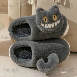 Slippers 2022 New Cute Expression Cat Plush Fur Slippers Shoes for Women Autumn Winter Slippers Indoor Home Slippers Cotton Slippers babiq05