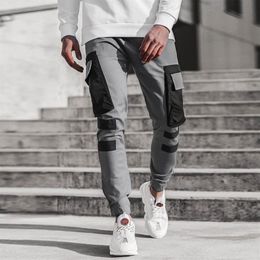 Men Casual Joggers Pants Solid Thin Cargo Sweatpants Male Multi-pocket Trousers New Mens Sportswear Hip Hop Harem Pencil Pants179N