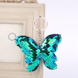 20pcs Sequin Butterfly Key Chains Keyring Glitter Sequins Crafts Pendant Party Gift Car Decor Girl Bag Ornaments Kids Toy Keychain280B