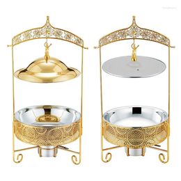 Dinnerware Sets 1 Pcs Luxury Gold 4L/6L/8L Warmer Chaffing Dishes Buffet Catering Stainless Steel Hanging Chafing Dish