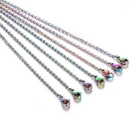 5pcs Rainbow Colored Stainless Steel Link Chain DIY Necklaces Jewelry Making 45cm & 50cm Chain with Lobster Clasp1282S