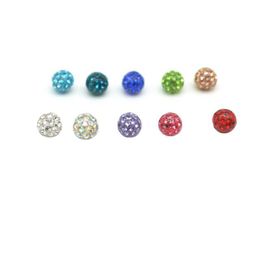 Tongue Rings Crystal Lip Earring Ferido Ball Mticolour Metal In Middle Resin Surface 14Gauge High Quality Stainless Drop Del Dhgarden Dhdry