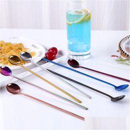 Spoons Update Stainless Steel Coffee Scoops With Long Handle Colorf Kitchen Stirring Spoon Ice Cream Dessert Tea Tools Drop Delivery H Dh7Me