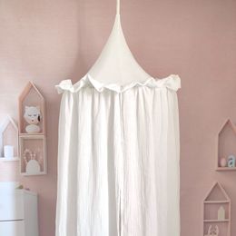 Crib Netting 100 Premium Muslin Cotton Hanging Canopy with Frills Bed Baldachin for Kids Room 230915