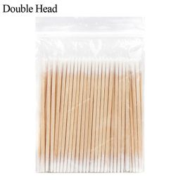 300pcs Disposable Ultra-small Cotton Swab Lint Free Micro Brushes Wood Cotton Buds Swabs Eyelash Extension Glue Removing Tools Sanitary PaperCotton Swabs Beauty