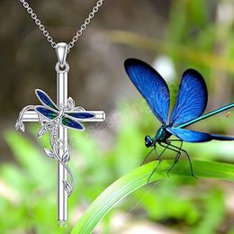 Fashion Delicate Cross Dragonfly Pendant Necklace For Women Banquet Luxury Jewellery Accessories Gifts For Lovers And Friends