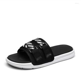 Slippers Brand Men 2023 Summer Canvas Sandals Casual Beach Flip Flops Shoes Male Non-slip Indoor House Home Grey Black