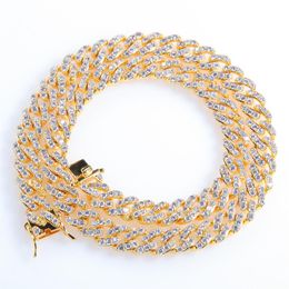 Iced Out Miami Cuban Link Chain Silver Mens Gold Chains Necklace Bracelet Fashion Hip Hop Jewellery 9MM252R