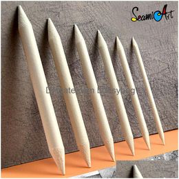 Pencils 6Pcs/Set Blending Smudge Stump Stick Tortillon Sketch Art White Ding Charcoal Sketcking Tool Rice Paper Pen Supplies Drop Deli Dhrti