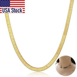 Chains Chic Flat Snake Link Choker Gold Colour Collar Stainless Steel Necklace For Women Herringbone Chain High Quality Jewellery DN2285i