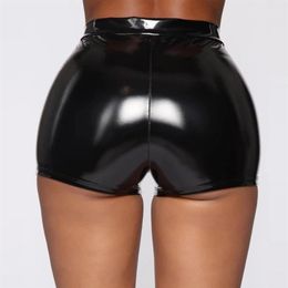 Bustiers & Corsets Sexy Bottom Underwear Women High Waist Leather Pants Short Erotic Shiny Shaping PVC Boxer Glossy Bag Hip Latex 291e