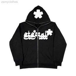 Y2k Clothes Vintage Letter Grunge Full Zip Hoodie Hip Hop Graphic Sport Coat Long Sleeve Oversized Hoodie Harajuku Sweatshirt354H