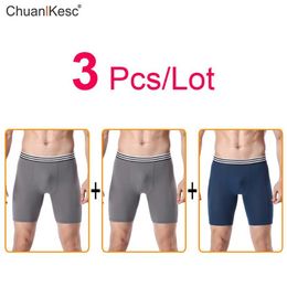 3pcs Men's Sports Underwear Long Ice Silk Boxers Soft Comfortable Sweat Absorbing Fast Drying Running Anti Abrasion Leg Short248y