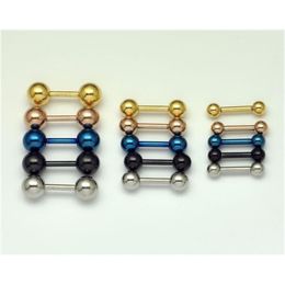 Tongue Rings 345Mm Ball 3 Sizes 5 90Pcs Body Piercing Jewellery Mix Lots Anodized Colours Drop Delivery Dhgarden Dhowj