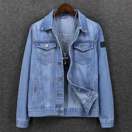 Fashion denim coat men spring autumn casual light blue men 2023 new commuter large size top fashion luxury coat middle-aged stone 273O