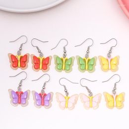 Dangle Earrings MINHIN Fashion Acrylic Fluorescence Butterfly Shape Jewellery Small Fresh Sweet Drop Earing For Women Cute Gifts