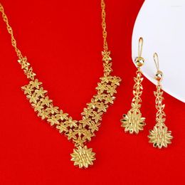Necklace Earrings Set 22K Gold Ethiopian For Bride Wedding Arab Africa Jewellery Gifts