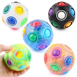 Fidget Toy Adult Rainbow Ball Decompression Toy Adult Rotating Fidget Spinner Puzzle Round Twelve Hole Mixed Colour Magic Ball Toy for Children Christmas Gift