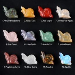 1 Inch Little Snail Carved Stone Rose Quartz Carving Crystal Healing Decoration Animal Ornaments microlandschaft Crafts bulk