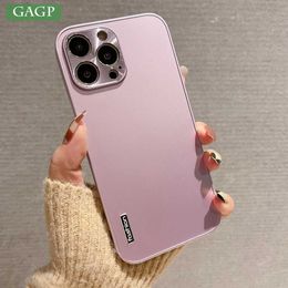 Cell Phone Cases Slim Solid Acrylic Phone Case for iPhone 7 8 Plus X Xs Xr Metal Aluminum Camera Protection Cover for iPhone 13 11 12 14 Pro Max L230916